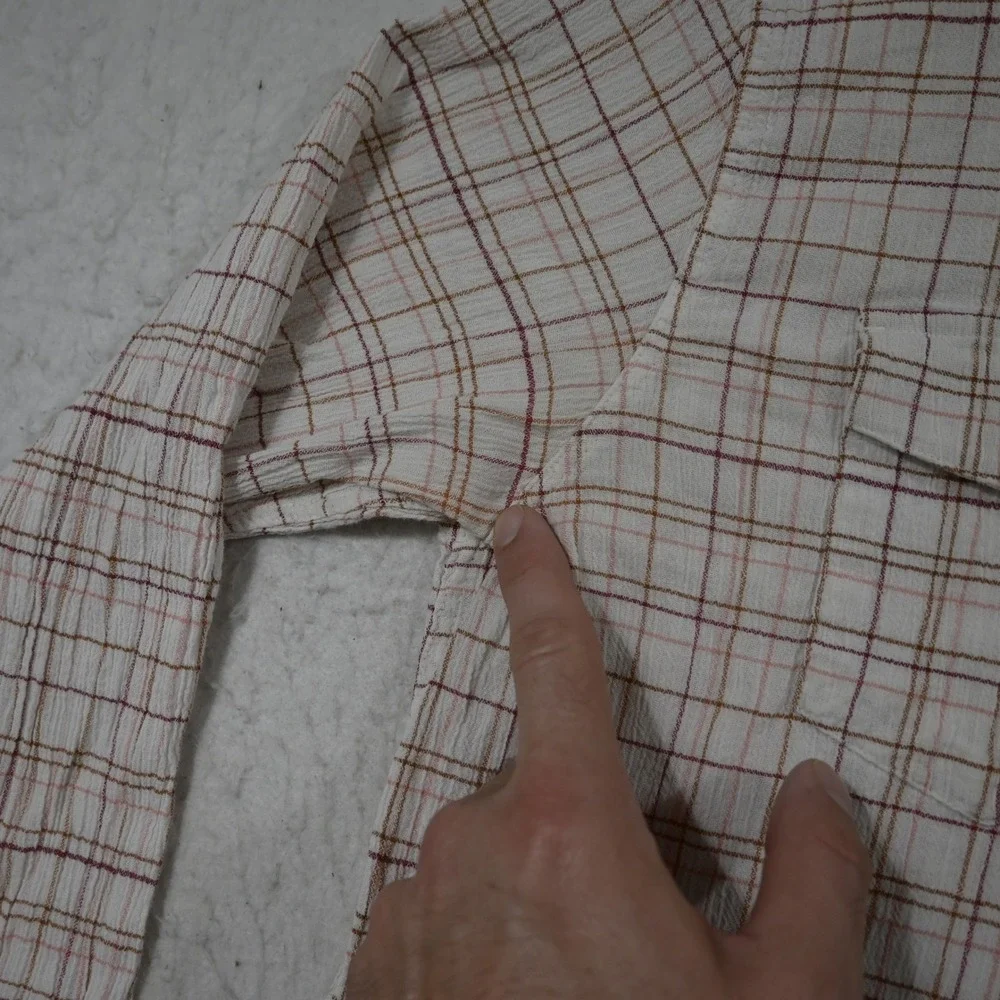 Patagonia Button Up Mens Large Regular Plaid Organic Cotton Seersucker